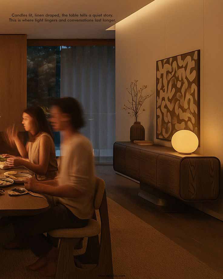 Cena íntima en un interior cálido